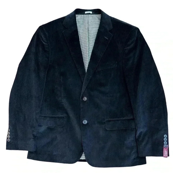 Saddlebred Heritage Corduroy Blazer Black Size 40S Academia Office Business - Picture 1 of 9